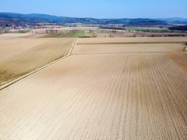 Aerial View Agricultural Field Grain Planted Spring Bavaria — Stock Photo, Image