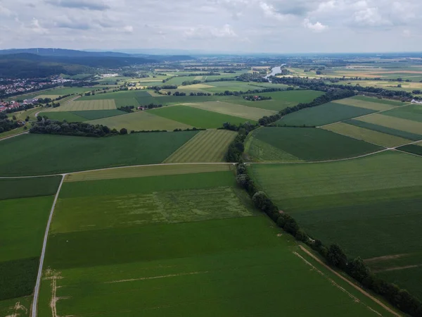 Aerial View Agricultural Field Grain Planted Spring Bavaria — Stock Photo, Image