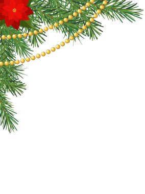 Noel çerçevesi köknar dalları, noktalar, Noel ağacı süslemeleri