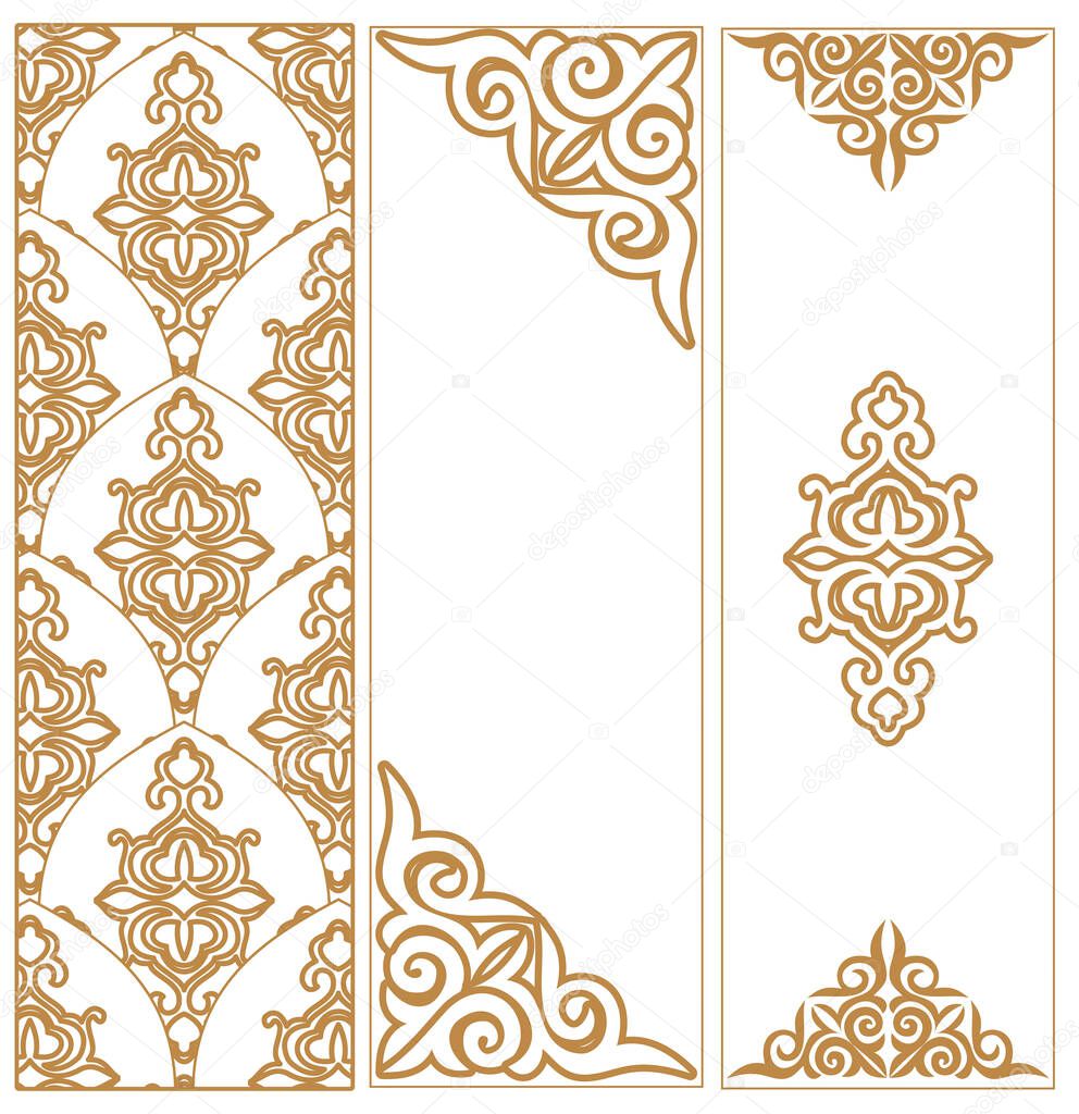 Greeting card or invitation design. Refined rich and solemn Arabic, Kazakh, oriental pattern. Vector illustration