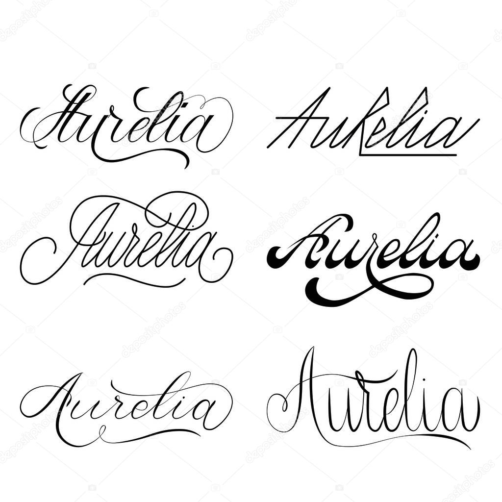 Handwritten Aurelia. Ideal for logos, emblems, banners