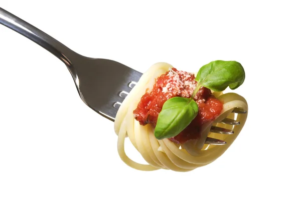 Pasta op een lepel — Stockfoto