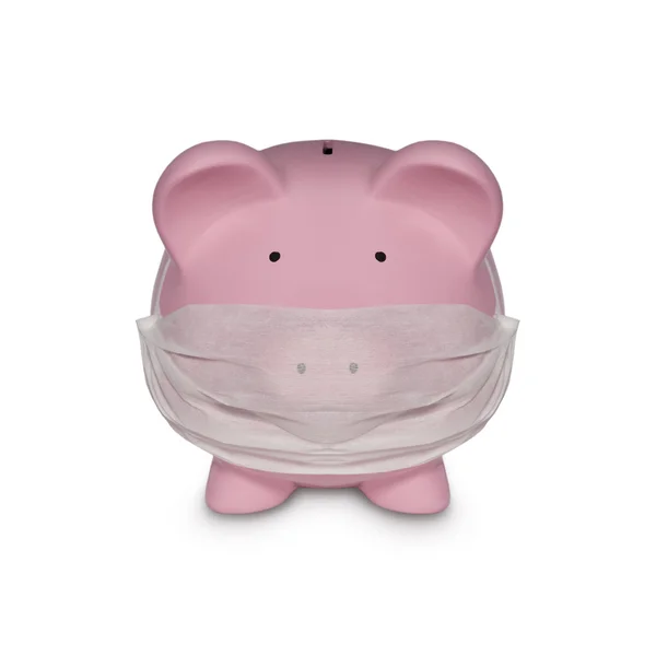 Piggy bank with surgical mask — Stock Photo, Image