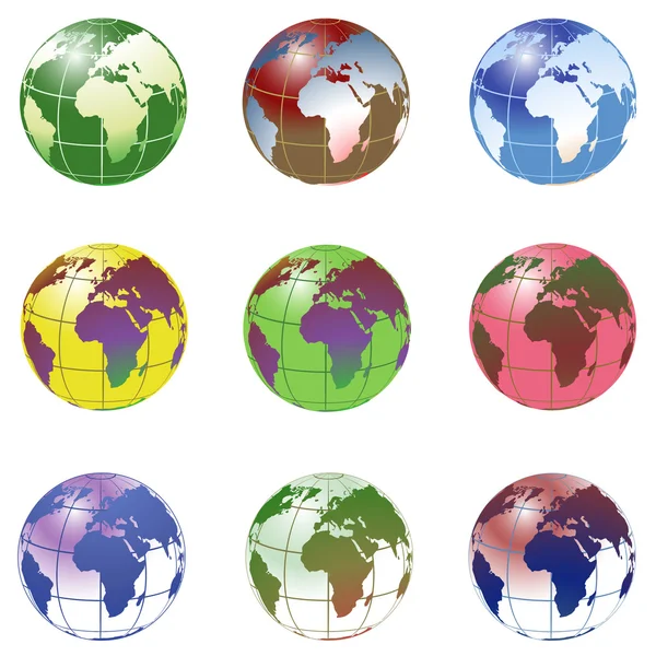 Planeta tierra en diferentes colores — Vector de stock