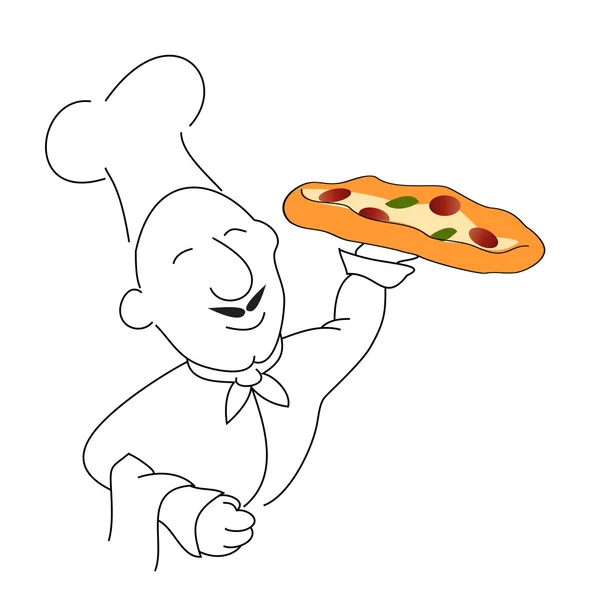 Chef con una pizza recién horneada — Archivo Imágenes Vectoriales