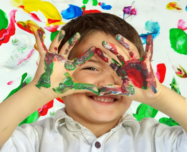 Mãos na pintura — Fotografia de Stock