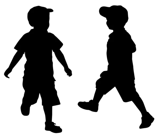 Silhouettes de deux petits garçons — Image vectorielle