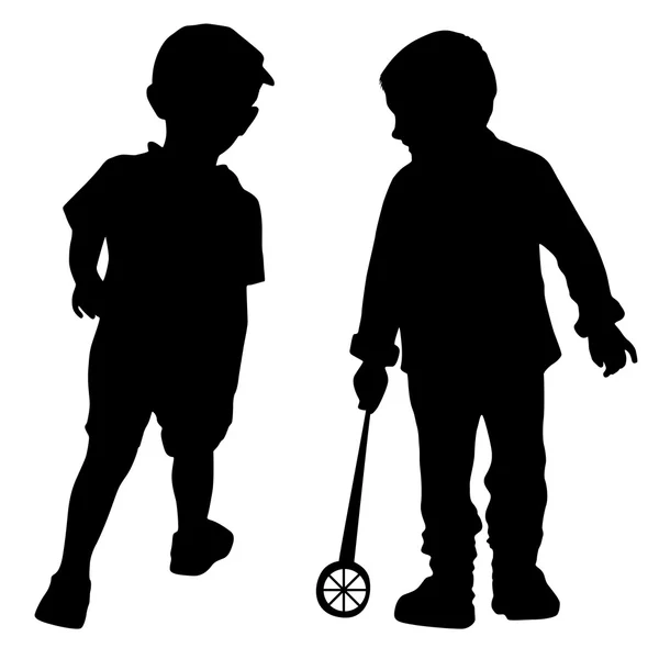 İki küçük çocuğu siluetleri — Stok Vektör