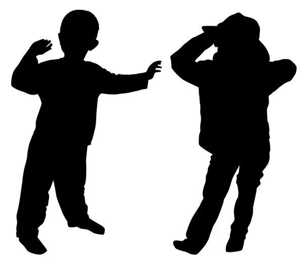 Silhouettes de deux petits garçons — Image vectorielle