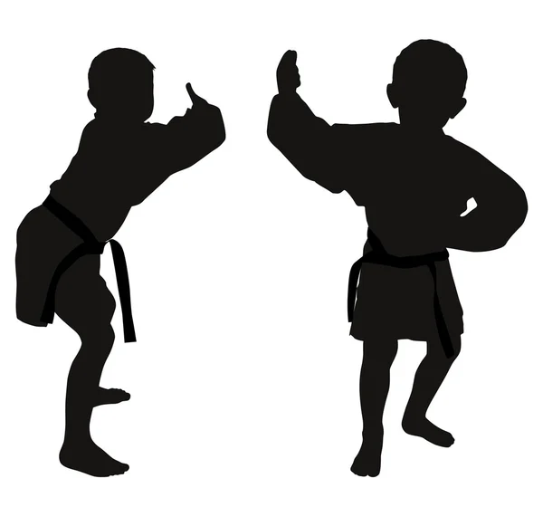 Siluety dvou malých chlapců — Stockový vektor