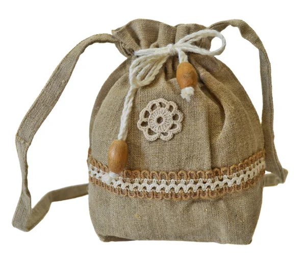 Handmade flax purse — Stock Photo, Image