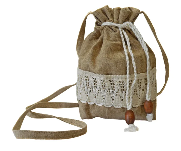 Handmade flax purse — Stock Photo, Image