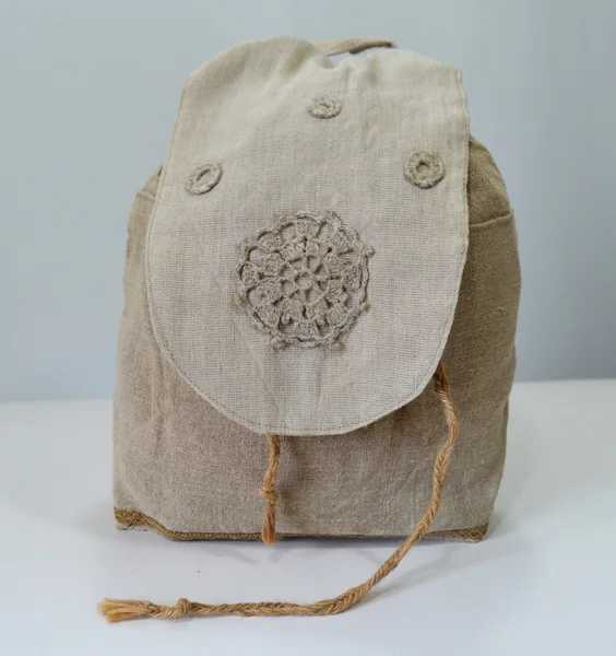 Handmade flax backpack — Stock fotografie