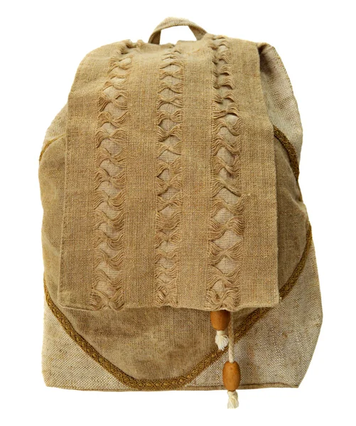 Handmade flax backpack — Stock Photo, Image