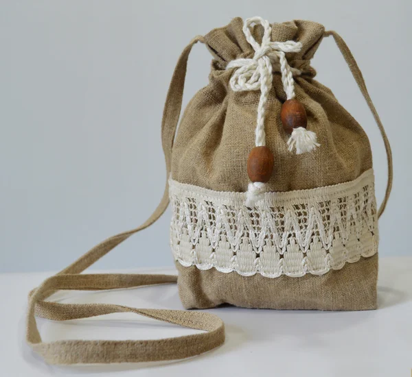 Handmade flax purse — Stock Photo, Image