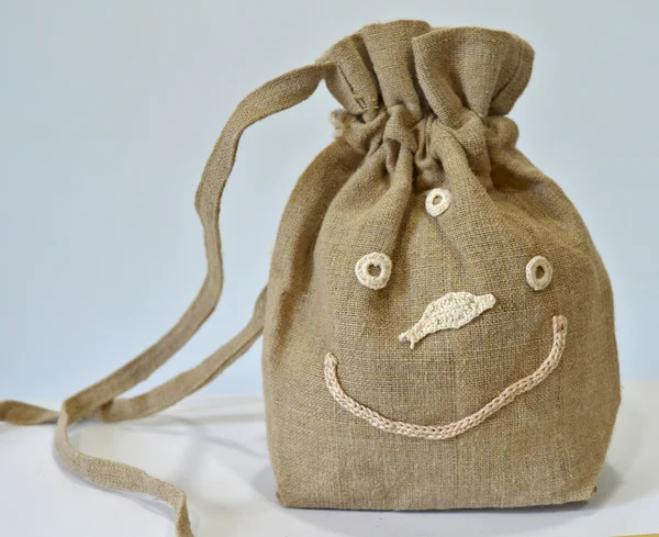 Handmade flax purse — Stock Photo, Image