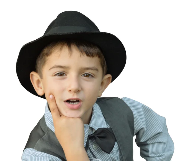 Dítě s kloboukem a motýlek — Stock fotografie