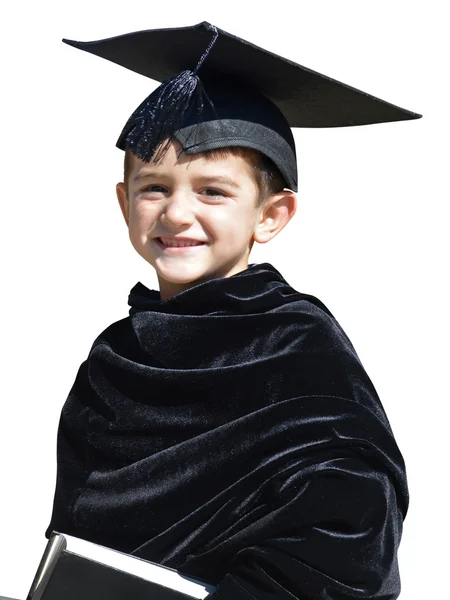 Happy kid examen med avläggande av examen cap — Stockfoto