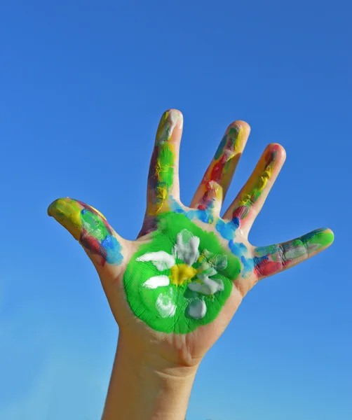 Kid hand geschilderd — Stockfoto