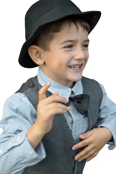 Niño con sombrero y pajarita — Foto de Stock