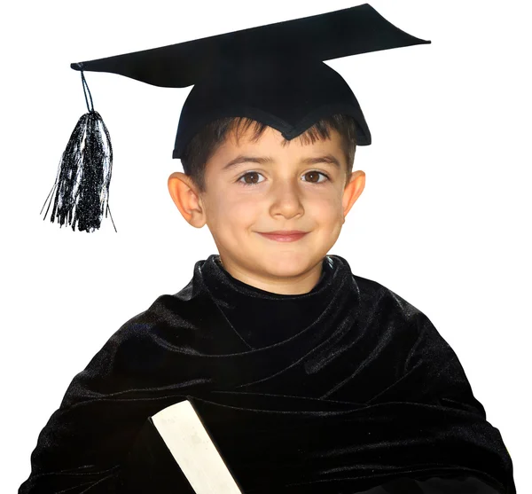 Niño feliz graduado con gorra de graduación — Foto de Stock