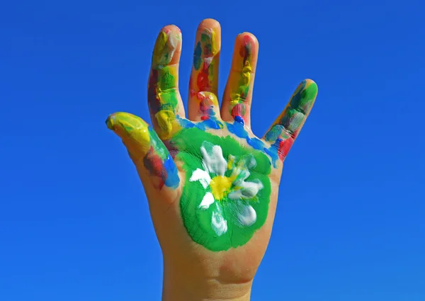 Kid hand geschilderd — Stockfoto