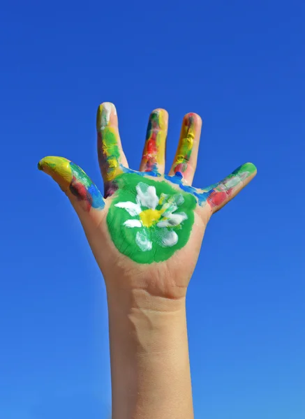 Kid hand geschilderd — Stockfoto