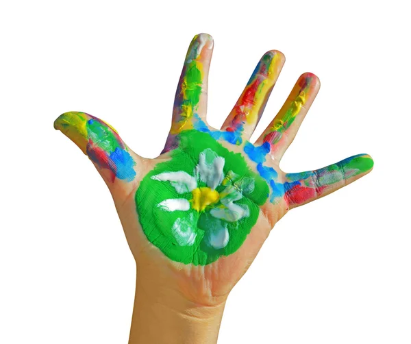 Painted kid hand — Stock Photo, Image