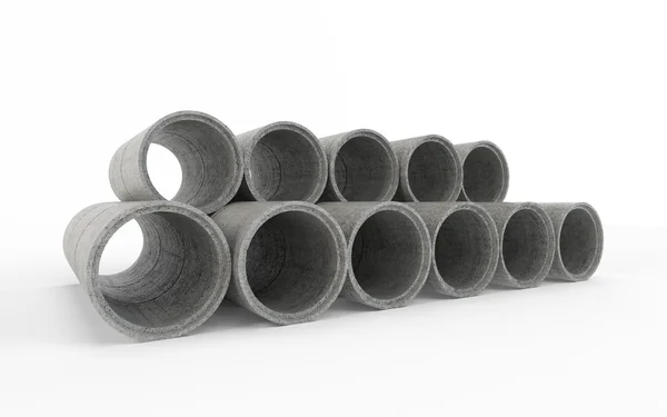 Concrete pipes isolated on white background — Stock Photo, Image