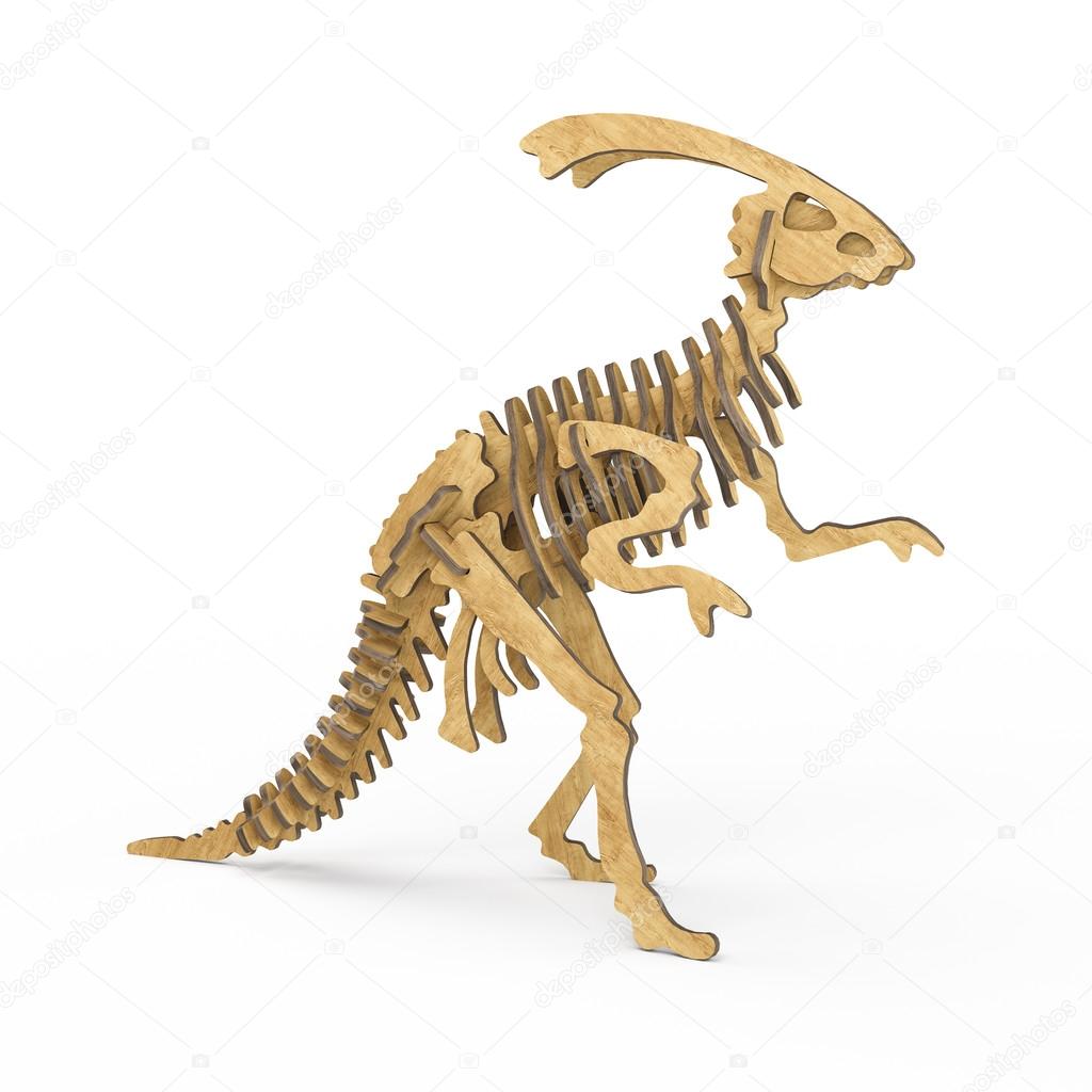 wooden dinosaur skeleton
