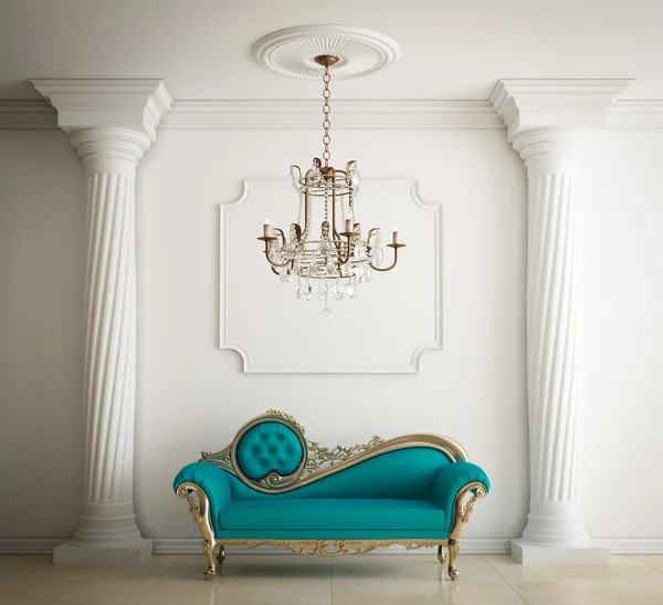 Interior clásico con sofá de cuero de lujo —  Fotos de Stock