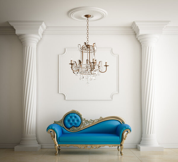 Classical interior with Luxurious leather sofa