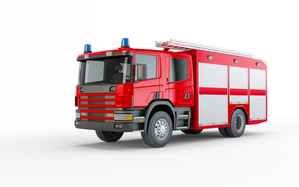 Красный пожарный грузовик изолирован на белом фоне — стоковое фото