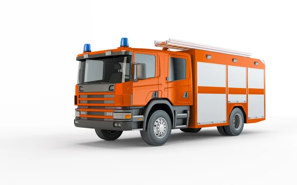 Orange Firetruck isolato su uno sfondo bianco — Foto Stock
