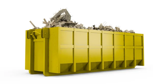 Gelber Bauschuttcontainer — Stockfoto