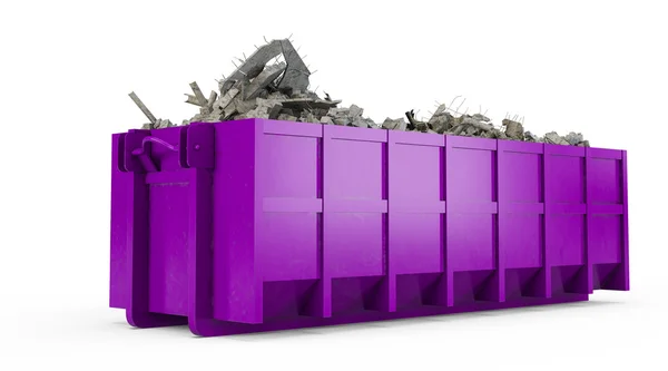 Recipiente de escombros roxo — Fotografia de Stock