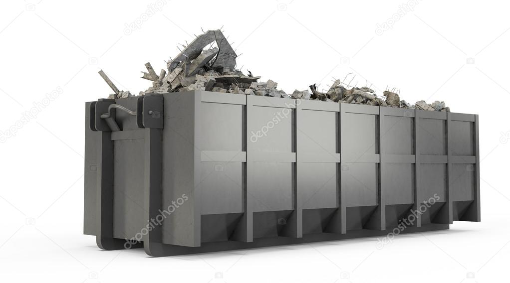 Grey rubble container