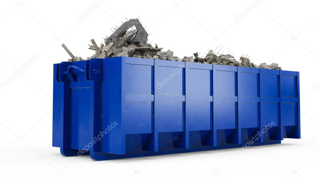 Blue rubble container