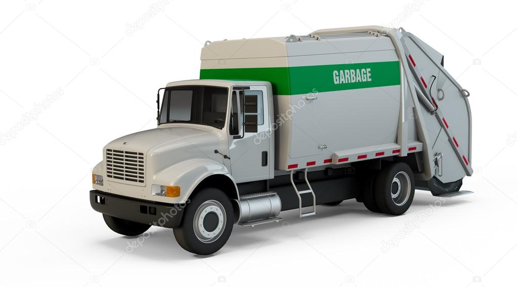Garbage truck isolated on white background