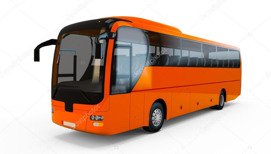 Orange Red big tour bus