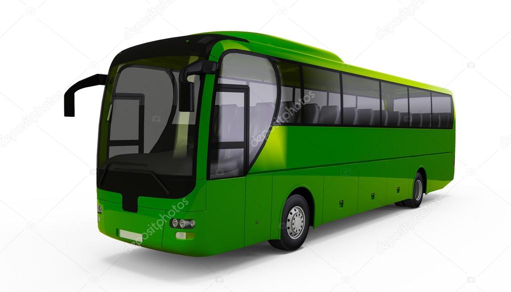 Green big tour bus