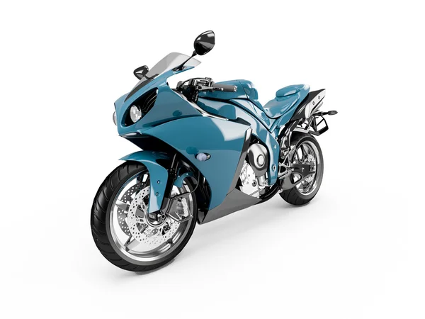 Staalblauw motorfiets geïsoleerd — Stockfoto