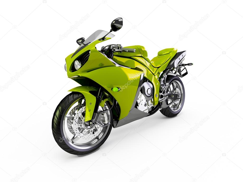 Green Yellow motorcycle isolated