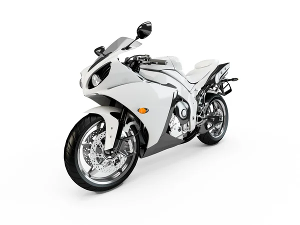 白い背景に分離された白いオートバイ — ストック写真