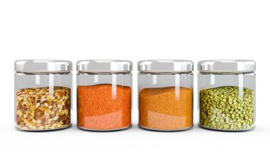 cam şişelerde baharat seti