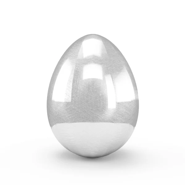Uovo d'argento isolato su sfondo bianco — Foto Stock