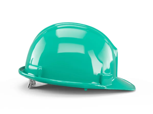 青色的 Aqua 塑料建筑头盔 — 图库照片