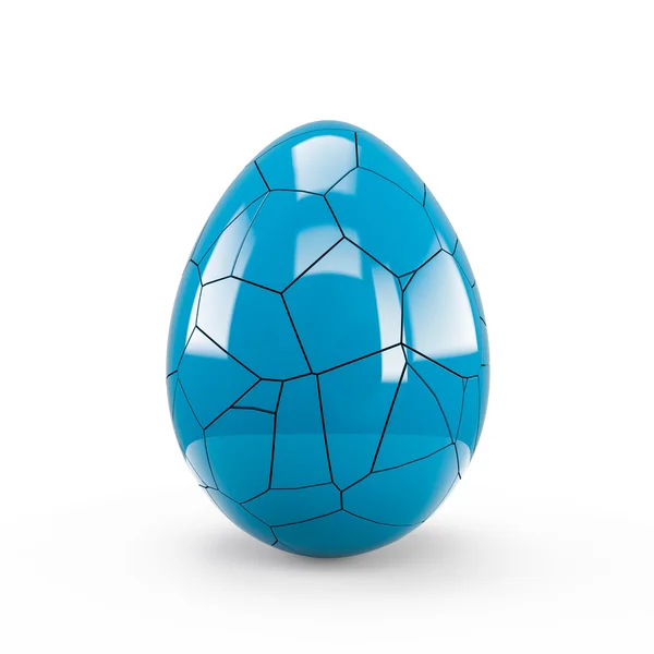 Deep Sky Blue Cracked Egg isolato su sfondo bianco — Foto Stock