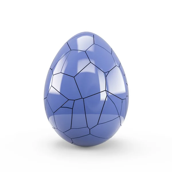 Dark State Blue Cracked Egg isolado no fundo branco — Fotografia de Stock