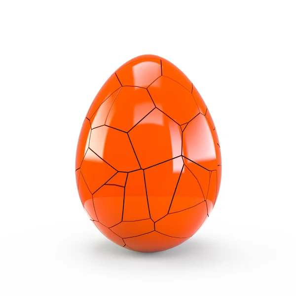 Orange Red Cracked Egg isolato su sfondo bianco — Foto Stock